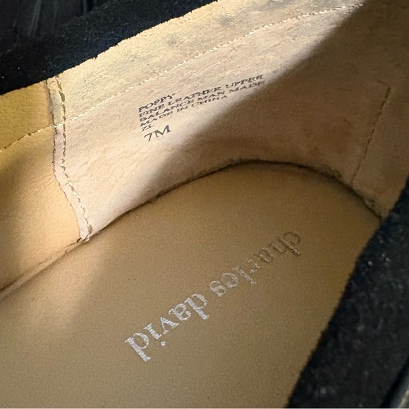 Charles David Black Suede Loafers with Tassels - Picture 6 of 8